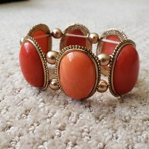 Coral stone stretch bracelet